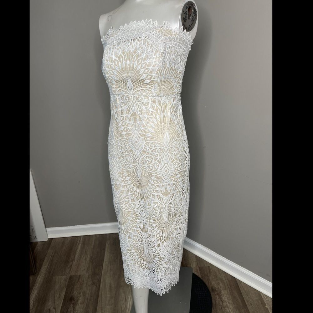 Badgley Mischka Lace Strapless Mermaid Dress - Picture 8 of 12